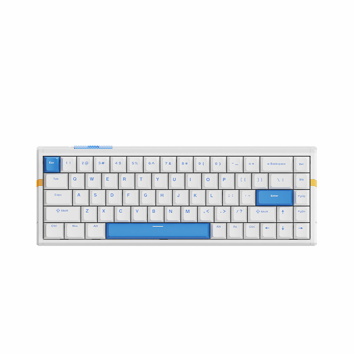 ATK RS6 series 65% Hall Effect keyboard in white with blue accent keycaps